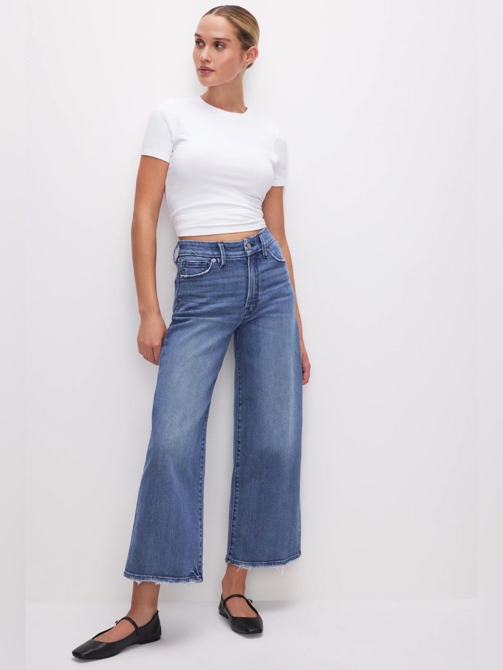 Good Waist Cropped Palazzo Jeans Good American